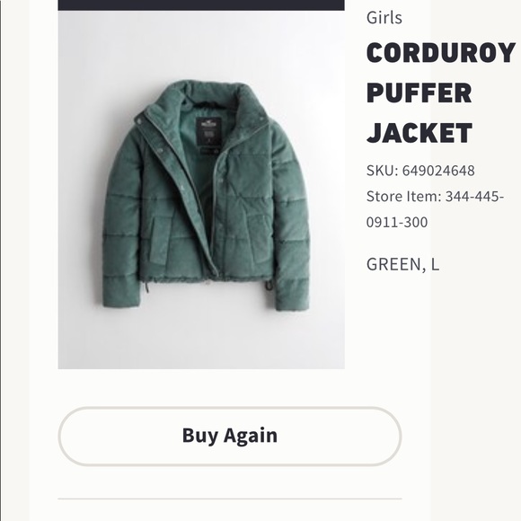 Green Corduroy Puffer Jacket | Poshmark
